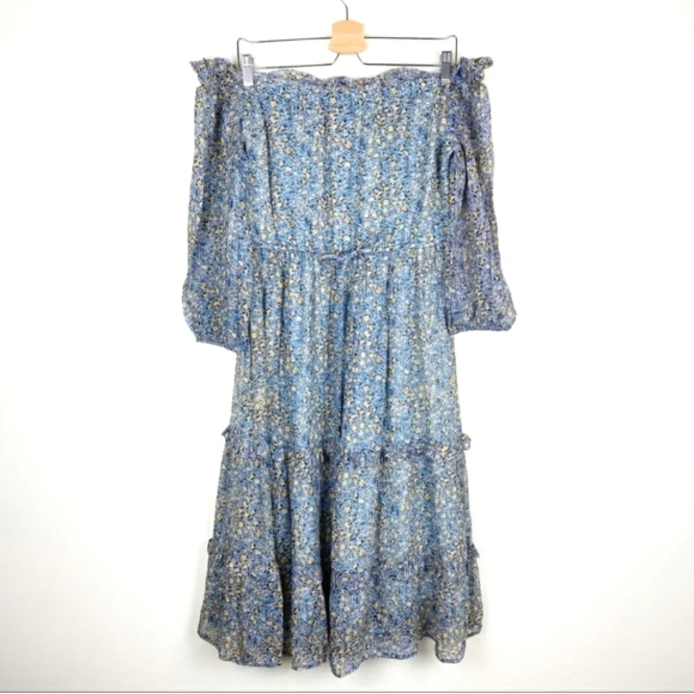 Anthropologe Dress Size 6 Peasant Off the Shoulder Midi Dress NWOT - Picture 7 of 12